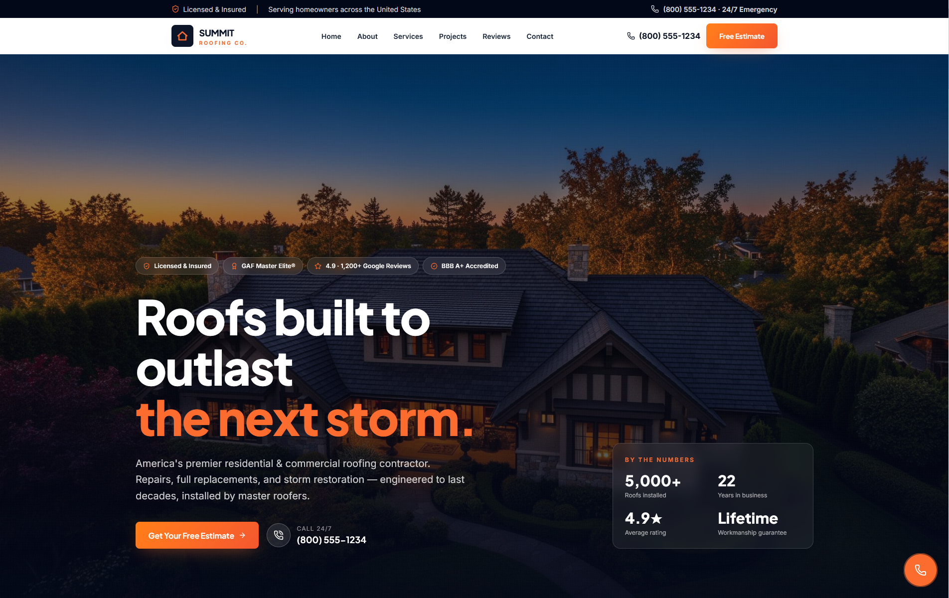Summit Roofing project screenshot